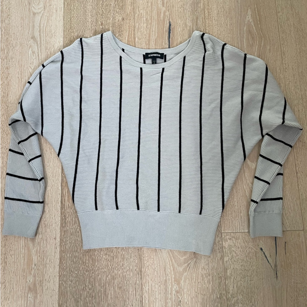 Express Striped Gray and Black Sweater